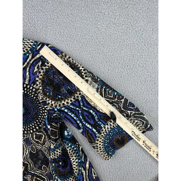 Chico's 3/4 Sleeve Open Front Cardigan Women’s Size 2/ US L Sheer Geometric - Picture 14 of 15